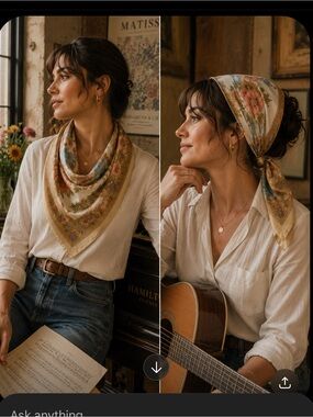 Vintage Floral Violin Scarf Romantic Cottagecore Musician Aesthetic Square Scarf